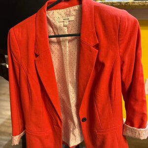 Vibrant Kensie Orange Blazer – Polka Dot Lining, Size M, Perfect for Any Occasio
